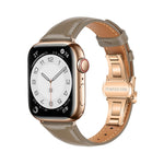 สายรัดนาฬิกาหนังเรียบแบบหัวเข็มขัดผีเสื้อ สำหรับ Apple Watch SE 2022 40mm, สำหรับ Apple Watch SE 2022 44mm, สำหรับ Apple Watch Series 7 41mm, สำหรับ Apple Watch Series 7 45mm