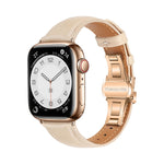 สายรัดนาฬิกาหนังเรียบแบบหัวเข็มขัดผีเสื้อ สำหรับ Apple Watch SE 2022 40mm, สำหรับ Apple Watch SE 2022 44mm, สำหรับ Apple Watch Series 7 41mm, สำหรับ Apple Watch Series 7 45mm