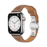 สายรัดนาฬิกาหนังเรียบแบบหัวเข็มขัดผีเสื้อ สำหรับ Apple Watch SE 2022 40mm, สำหรับ Apple Watch SE 2022 44mm, สำหรับ Apple Watch Series 7 41mm, สำหรับ Apple Watch Series 7 45mm