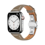 สายรัดนาฬิกาหนังเรียบแบบหัวเข็มขัดผีเสื้อ สำหรับ Apple Watch SE 2022 40mm, สำหรับ Apple Watch SE 2022 44mm, สำหรับ Apple Watch Series 7 41mm, สำหรับ Apple Watch Series 7 45mm