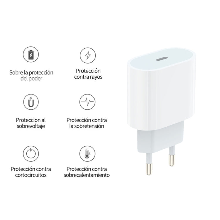 ที่ชาร์จ PD35W USB-C / Type-C พร้อมสายข้อมูล Type-C ยาว 1 เมตร ปลั๊ก EU, ปลั๊ก EU พร้อมสาย Type-C