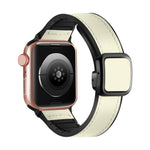สายรัดนาฬิกาซิลิโคน PU หัวเข็มขัดสี่เหลี่ยมแม่เหล็กพับได้ สำหรับ Apple Watch Series 4 44 มม., สำหรับ Apple Watch Series 4 40 มม., สำหรับ Apple Watch Series 3 38 มม., สำหรับ Apple Watch Series 3 42 มม.