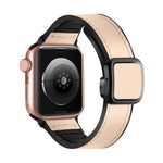 สายรัดนาฬิกาซิลิโคน PU หัวเข็มขัดสี่เหลี่ยมแม่เหล็กพับได้ สำหรับ Apple Watch Series 4 44 มม., สำหรับ Apple Watch Series 4 40 มม., สำหรับ Apple Watch Series 3 38 มม., สำหรับ Apple Watch Series 3 42 มม.