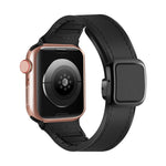 สายรัดนาฬิกาซิลิโคน PU หัวเข็มขัดสี่เหลี่ยมแม่เหล็กพับได้ สำหรับ Apple Watch Series 4 44 มม., สำหรับ Apple Watch Series 4 40 มม., สำหรับ Apple Watch Series 3 38 มม., สำหรับ Apple Watch Series 3 42 มม.