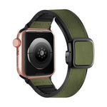 สายรัดนาฬิกาซิลิโคน PU หัวเข็มขัดสี่เหลี่ยมแม่เหล็กพับได้ สำหรับ Apple Watch Series 4 44 มม., สำหรับ Apple Watch Series 4 40 มม., สำหรับ Apple Watch Series 3 38 มม., สำหรับ Apple Watch Series 3 42 มม.