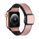 สายรัดนาฬิกาซิลิโคน PU หัวเข็มขัดสี่เหลี่ยมแม่เหล็กพับได้ สำหรับ Apple Watch Series 4 44 มม., สำหรับ Apple Watch Series 4 40 มม., สำหรับ Apple Watch Series 3 38 มม., สำหรับ Apple Watch Series 3 42 มม.