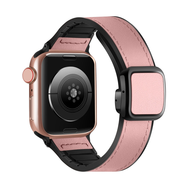 สายรัดนาฬิกาซิลิโคน PU หัวเข็มขัดสี่เหลี่ยมแม่เหล็กพับได้ สำหรับ Apple Watch Series 4 44 มม., สำหรับ Apple Watch Series 4 40 มม., สำหรับ Apple Watch Series 3 38 มม., สำหรับ Apple Watch Series 3 42 มม.