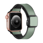 สายรัดนาฬิกาซิลิโคน PU หัวเข็มขัดสี่เหลี่ยมแม่เหล็กพับได้ สำหรับ Apple Watch Series 4 44 มม., สำหรับ Apple Watch Series 4 40 มม., สำหรับ Apple Watch Series 3 38 มม., สำหรับ Apple Watch Series 3 42 มม.