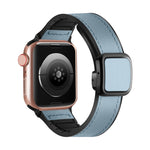 สายรัดนาฬิกาซิลิโคน PU หัวเข็มขัดสี่เหลี่ยมแม่เหล็กพับได้ สำหรับ Apple Watch Series 4 44 มม., สำหรับ Apple Watch Series 4 40 มม., สำหรับ Apple Watch Series 3 38 มม., สำหรับ Apple Watch Series 3 42 มม.
