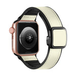 สายรัดนาฬิกาซิลิโคน PU หัวเข็มขัดสี่เหลี่ยมแม่เหล็กพับได้ สำหรับ Apple Watch Series 4 44 มม., สำหรับ Apple Watch Series 4 40 มม., สำหรับ Apple Watch Series 3 38 มม., สำหรับ Apple Watch Series 3 42 มม.