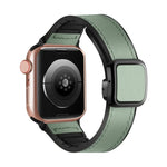 สายรัดนาฬิกาซิลิโคน PU หัวเข็มขัดสี่เหลี่ยมแม่เหล็กพับได้ สำหรับ Apple Watch Series 4 44 มม., สำหรับ Apple Watch Series 4 40 มม., สำหรับ Apple Watch Series 3 38 มม., สำหรับ Apple Watch Series 3 42 มม.
