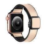 สายรัดนาฬิกาซิลิโคน PU หัวเข็มขัดสี่เหลี่ยมแม่เหล็กพับได้ สำหรับ Apple Watch Series 4 44 มม., สำหรับ Apple Watch Series 4 40 มม., สำหรับ Apple Watch Series 3 38 มม., สำหรับ Apple Watch Series 3 42 มม.