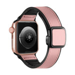 สายรัดนาฬิกาซิลิโคน PU หัวเข็มขัดสี่เหลี่ยมแม่เหล็กพับได้ สำหรับ Apple Watch Series 4 44 มม., สำหรับ Apple Watch Series 4 40 มม., สำหรับ Apple Watch Series 3 38 มม., สำหรับ Apple Watch Series 3 42 มม.