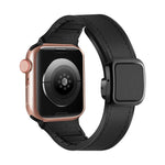 สายรัดนาฬิกาซิลิโคน PU หัวเข็มขัดสี่เหลี่ยมแม่เหล็กพับได้ สำหรับ Apple Watch Series 4 44 มม., สำหรับ Apple Watch Series 4 40 มม., สำหรับ Apple Watch Series 3 38 มม., สำหรับ Apple Watch Series 3 42 มม.