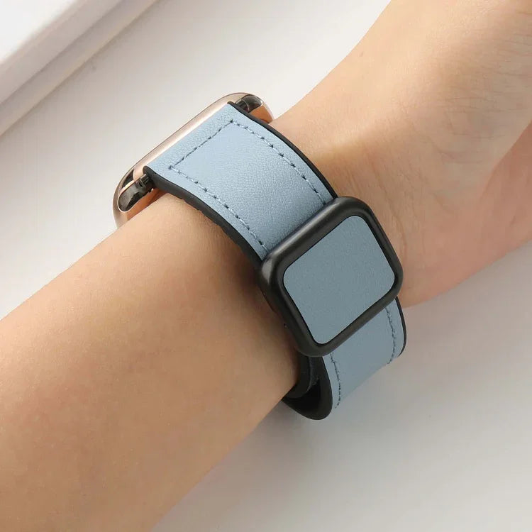 สายรัดนาฬิกาซิลิโคน PU หัวเข็มขัดสี่เหลี่ยมแม่เหล็กพับได้ สำหรับ Apple Watch Series 4 44 มม., สำหรับ Apple Watch Series 4 40 มม., สำหรับ Apple Watch Series 3 38 มม., สำหรับ Apple Watch Series 3 42 มม.