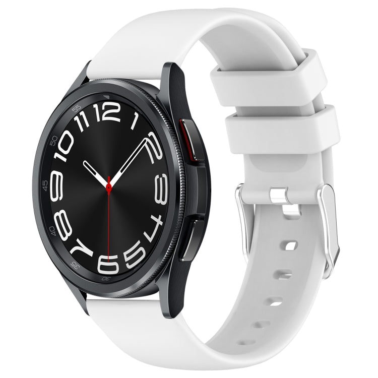 สายรัดนาฬิกาซิลิโคนสีเรียบขนาด 20 มม. สำหรับ Samsung Galaxy Watch 6 Classic ขนาด 47 มม., สำหรับ Samsung Galaxy Watch 6 ขนาด 44 มม., สำหรับ Samsung Galaxy Watch 6 ขนาด 40 มม., สำหรับ Samsung Galaxy Watch 6 Classic ขนาด 43 มม.