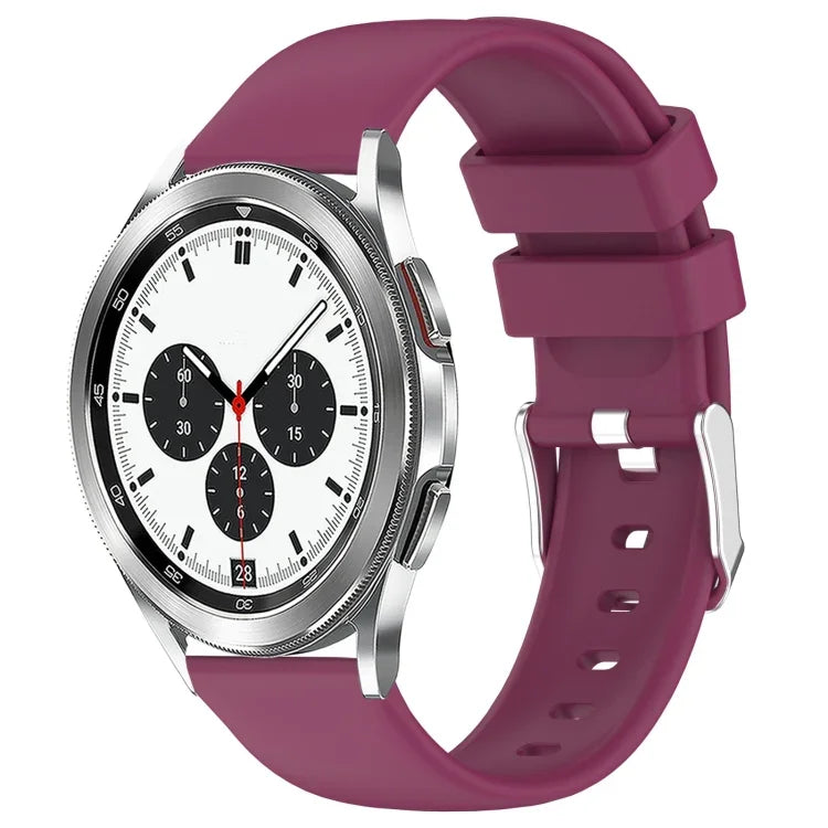 สายซิลิโคนสีเรียบขนาด 20 มม. สำหรับ Samsung Galaxy Watch 4 Classic ขนาด 42 มม., สำหรับ Samsung Galaxy Watch Active 2 ขนาด 44 มม., สำหรับ Samsung Galaxy Watch Active 2 ขนาด 40 มม., สำหรับ Samsung Galaxy Watch ขนาด 42 มม.