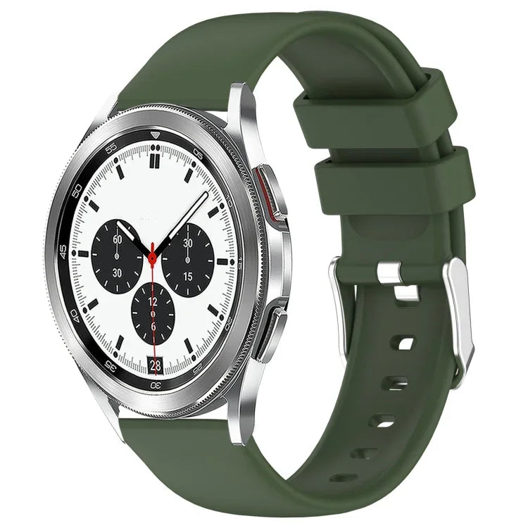 สายซิลิโคนสีเรียบขนาด 20 มม. สำหรับ Samsung Galaxy Watch 4 Classic ขนาด 42 มม., สำหรับ Samsung Galaxy Watch Active 2 ขนาด 44 มม., สำหรับ Samsung Galaxy Watch Active 2 ขนาด 40 มม., สำหรับ Samsung Galaxy Watch ขนาด 42 มม.