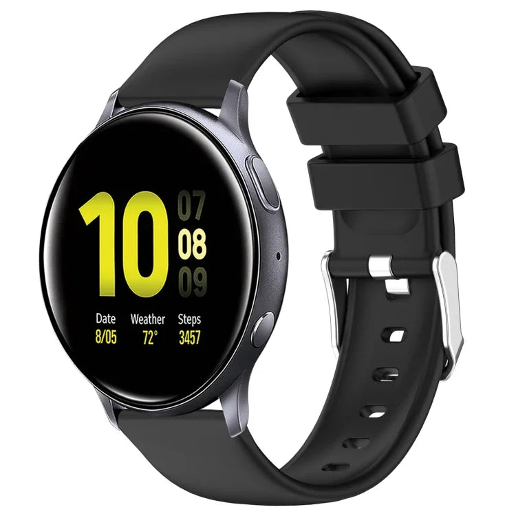 สายซิลิโคนสีเรียบขนาด 20 มม. สำหรับ Samsung Galaxy Watch 4 Classic ขนาด 42 มม., สำหรับ Samsung Galaxy Watch Active 2 ขนาด 44 มม., สำหรับ Samsung Galaxy Watch Active 2 ขนาด 40 มม., สำหรับ Samsung Galaxy Watch ขนาด 42 มม.