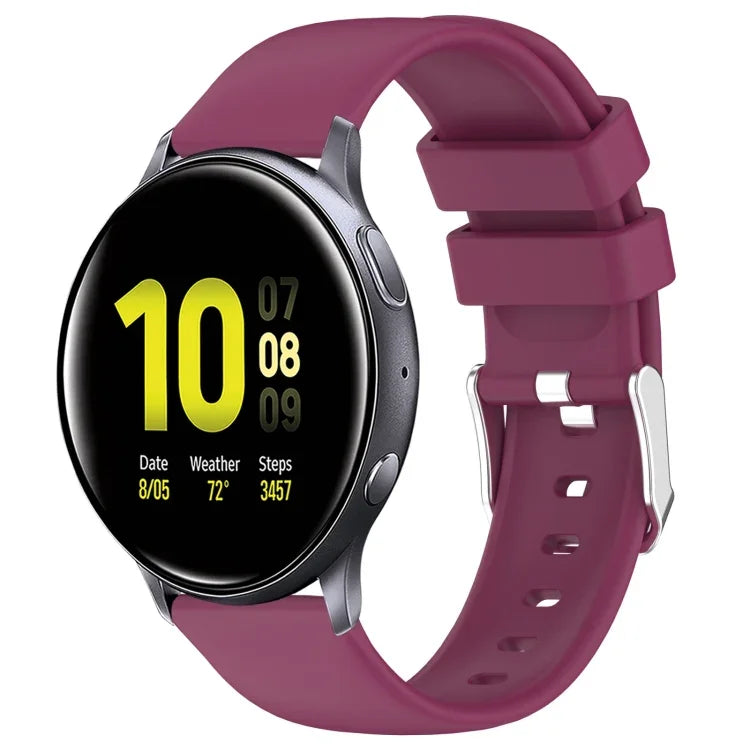 สายซิลิโคนสีเรียบขนาด 20 มม. สำหรับ Samsung Galaxy Watch 4 Classic ขนาด 42 มม., สำหรับ Samsung Galaxy Watch Active 2 ขนาด 44 มม., สำหรับ Samsung Galaxy Watch Active 2 ขนาด 40 มม., สำหรับ Samsung Galaxy Watch ขนาด 42 มม.
