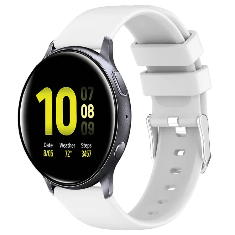สายซิลิโคนสีเรียบขนาด 20 มม. สำหรับ Samsung Galaxy Watch 4 Classic ขนาด 42 มม., สำหรับ Samsung Galaxy Watch Active 2 ขนาด 44 มม., สำหรับ Samsung Galaxy Watch Active 2 ขนาด 40 มม., สำหรับ Samsung Galaxy Watch ขนาด 42 มม.