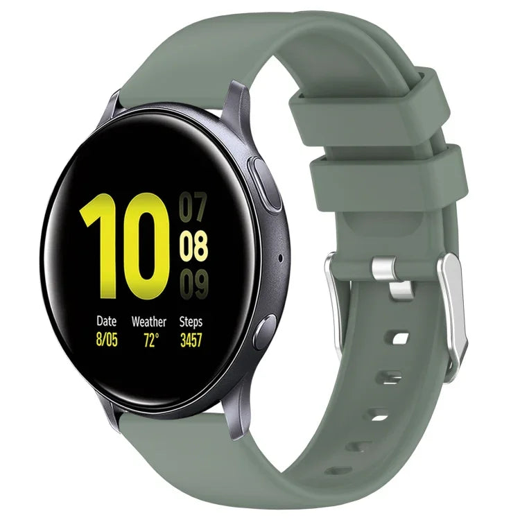 สายซิลิโคนสีเรียบขนาด 20 มม. สำหรับ Samsung Galaxy Watch 4 Classic ขนาด 42 มม., สำหรับ Samsung Galaxy Watch Active 2 ขนาด 44 มม., สำหรับ Samsung Galaxy Watch Active 2 ขนาด 40 มม., สำหรับ Samsung Galaxy Watch ขนาด 42 มม.