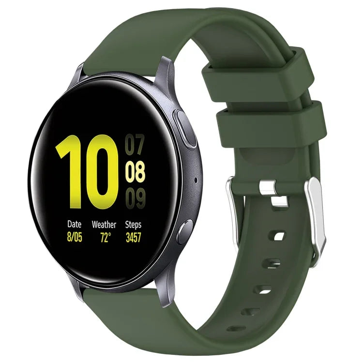 สายซิลิโคนสีเรียบขนาด 20 มม. สำหรับ Samsung Galaxy Watch 4 Classic ขนาด 42 มม., สำหรับ Samsung Galaxy Watch Active 2 ขนาด 44 มม., สำหรับ Samsung Galaxy Watch Active 2 ขนาด 40 มม., สำหรับ Samsung Galaxy Watch ขนาด 42 มม.