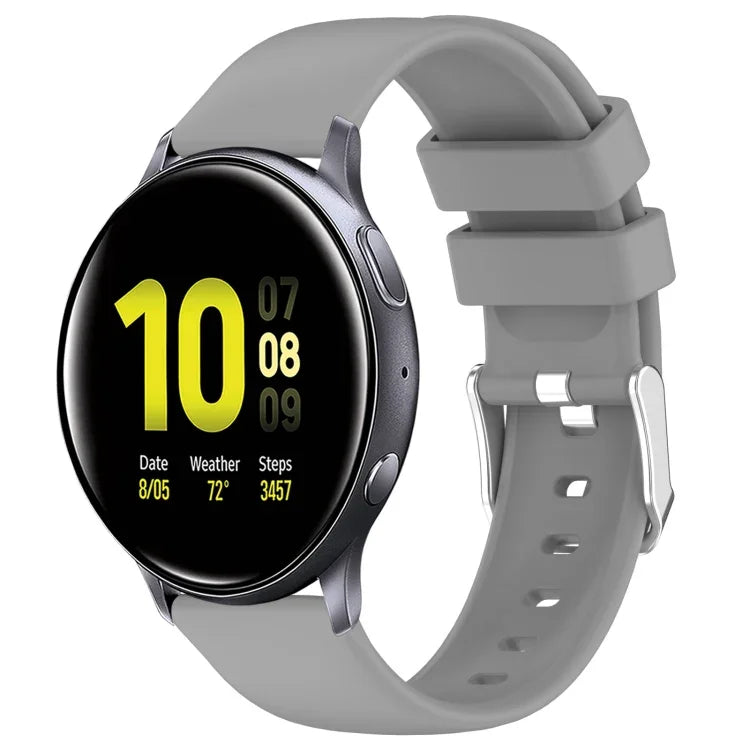 สายซิลิโคนสีเรียบขนาด 20 มม. สำหรับ Samsung Galaxy Watch 4 Classic ขนาด 42 มม., สำหรับ Samsung Galaxy Watch Active 2 ขนาด 44 มม., สำหรับ Samsung Galaxy Watch Active 2 ขนาด 40 มม., สำหรับ Samsung Galaxy Watch ขนาด 42 มม.