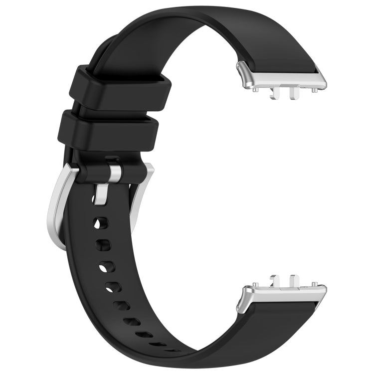For Samsung Galaxy Fit 3 SM-R390 Metal Connector Liquid Glossy Silicone Watch Band, Black, Orange, Red, Dark Gray, Purple, Starlight, Dark Blue, Green, White, Light Pink