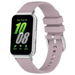 For Samsung Galaxy Fit 3 SM-R390 Metal Connector Liquid Glossy Silicone Watch Band, Black, Orange, Red, Dark Gray, Purple, Starlight, Dark Blue, Green, White, Light Pink