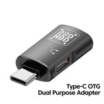 อะแดปเตอร์แปลง JS-109 USB-C / Type-C เป็น Type-C + USB 3.0 OTG สำหรับหูฟังดิจิทัลและ U-Disk, Type-C เป็น Type-C + USB