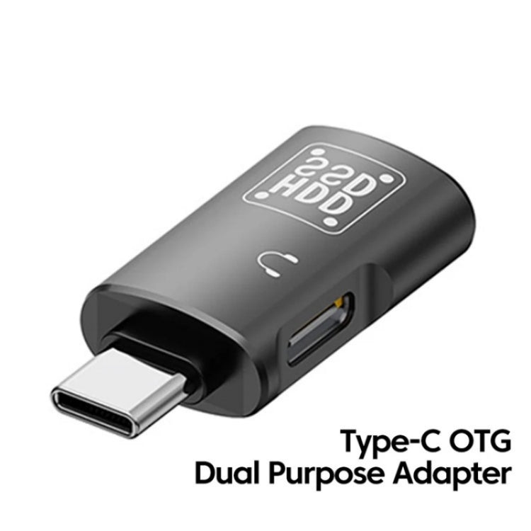 อะแดปเตอร์แปลง JS-109 USB-C / Type-C เป็น Type-C + USB 3.0 OTG สำหรับหูฟังดิจิทัลและ U-Disk, Type-C เป็น Type-C + USB