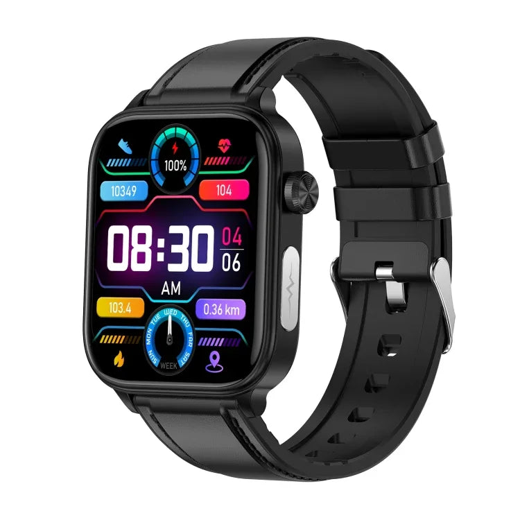 ET570 สมาร์ทวอทช์หน้าจอสี 1.96 นิ้ว สายหนัง รองรับการโทรบลูทูธ / ECG