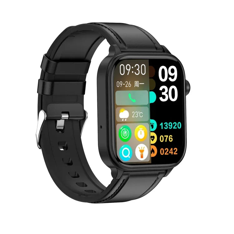 ET570 สมาร์ทวอทช์หน้าจอสี 1.96 นิ้ว สายหนัง รองรับการโทรบลูทูธ / ECG