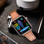 ET570 สมาร์ทวอทช์หน้าจอสี 1.96 นิ้ว สายหนัง รองรับการโทรบลูทูธ / ECG