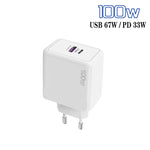 ที่ชาร์จมือถือ USB 67W / Type-C PD 33W ชาร์จเร็วเต็มโปรโตคอล ปลั๊ก EU, ปลั๊ก EU