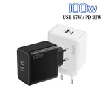 ที่ชาร์จมือถือ USB 67W / Type-C PD 33W ชาร์จเร็วเต็มโปรโตคอล ปลั๊ก EU, ปลั๊ก EU
