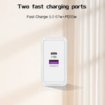 ที่ชาร์จมือถือ USB 67W / Type-C PD 33W ชาร์จเร็วเต็มโปรโตคอล ปลั๊ก EU, ปลั๊ก EU