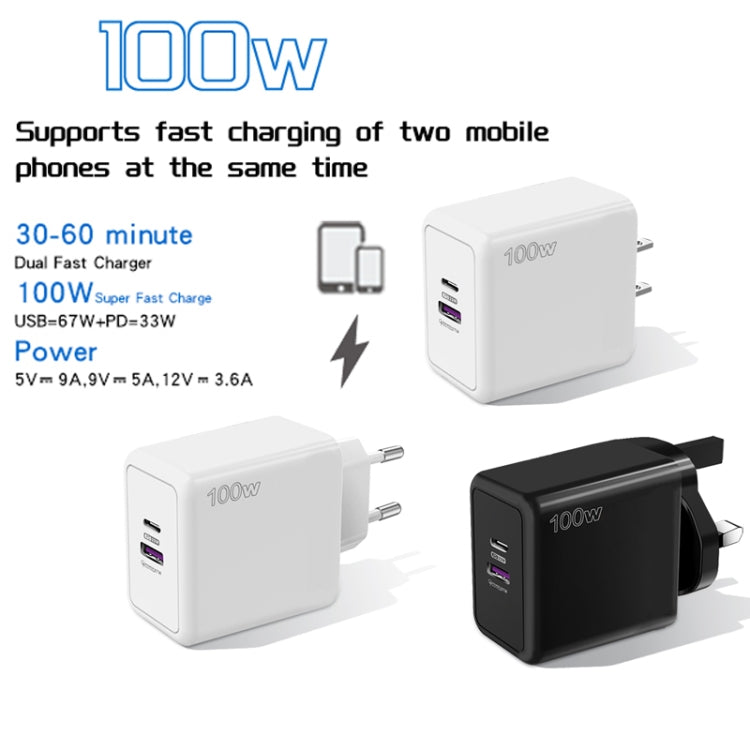 ที่ชาร์จมือถือ USB 67W / Type-C PD 33W ชาร์จเร็วเต็มโปรโตคอล ปลั๊ก EU, ปลั๊ก EU