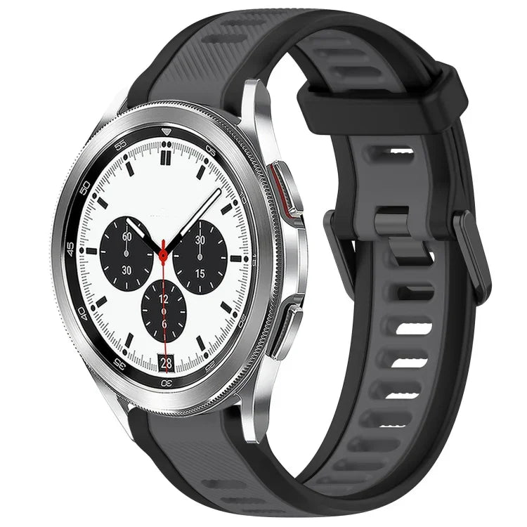 สายซิลิโคนลายสองสีขนาด 20 มม. สำหรับ Samsung Galaxy Watch 4 Classic 42mm, Samsung Galaxy Watch Active 2 44mm, Samsung Galaxy Watch Active 2 40mm, Samsung Galaxy Watch 42mm