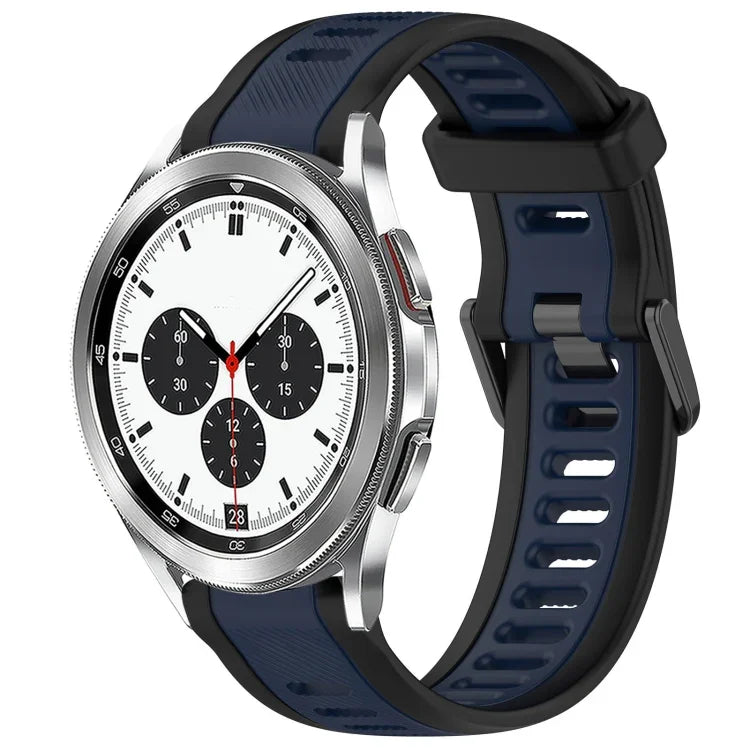 สายซิลิโคนลายสองสีขนาด 20 มม. สำหรับ Samsung Galaxy Watch 4 Classic 42mm, Samsung Galaxy Watch Active 2 44mm, Samsung Galaxy Watch Active 2 40mm, Samsung Galaxy Watch 42mm