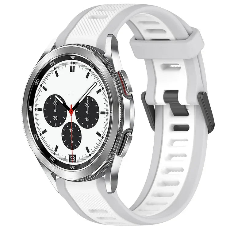 สายซิลิโคนลายสองสีขนาด 20 มม. สำหรับ Samsung Galaxy Watch 4 Classic 42mm, Samsung Galaxy Watch Active 2 44mm, Samsung Galaxy Watch Active 2 40mm, Samsung Galaxy Watch 42mm