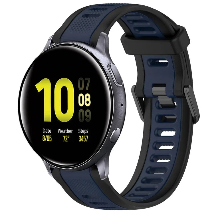 สายซิลิโคนลายสองสีขนาด 20 มม. สำหรับ Samsung Galaxy Watch 4 Classic 42mm, Samsung Galaxy Watch Active 2 44mm, Samsung Galaxy Watch Active 2 40mm, Samsung Galaxy Watch 42mm
