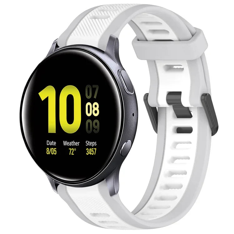 สายซิลิโคนลายสองสีขนาด 20 มม. สำหรับ Samsung Galaxy Watch 4 Classic 42mm, Samsung Galaxy Watch Active 2 44mm, Samsung Galaxy Watch Active 2 40mm, Samsung Galaxy Watch 42mm