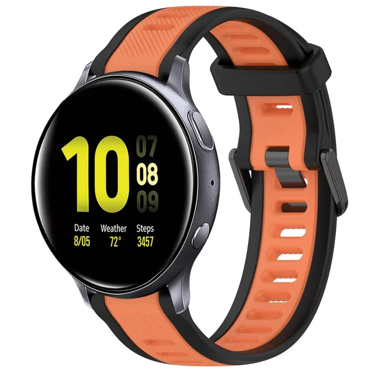 สายซิลิโคนลายสองสีขนาด 20 มม. สำหรับ Samsung Galaxy Watch 4 Classic 42mm, Samsung Galaxy Watch Active 2 44mm, Samsung Galaxy Watch Active 2 40mm, Samsung Galaxy Watch 42mm