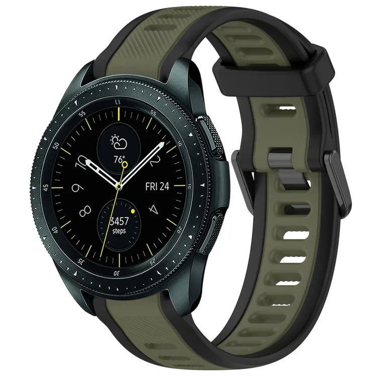 สายซิลิโคนลายสองสีขนาด 20 มม. สำหรับ Samsung Galaxy Watch 4 Classic 42mm, Samsung Galaxy Watch Active 2 44mm, Samsung Galaxy Watch Active 2 40mm, Samsung Galaxy Watch 42mm