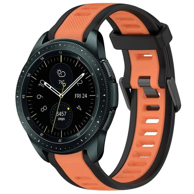สายซิลิโคนลายสองสีขนาด 20 มม. สำหรับ Samsung Galaxy Watch 4 Classic 42mm, Samsung Galaxy Watch Active 2 44mm, Samsung Galaxy Watch Active 2 40mm, Samsung Galaxy Watch 42mm