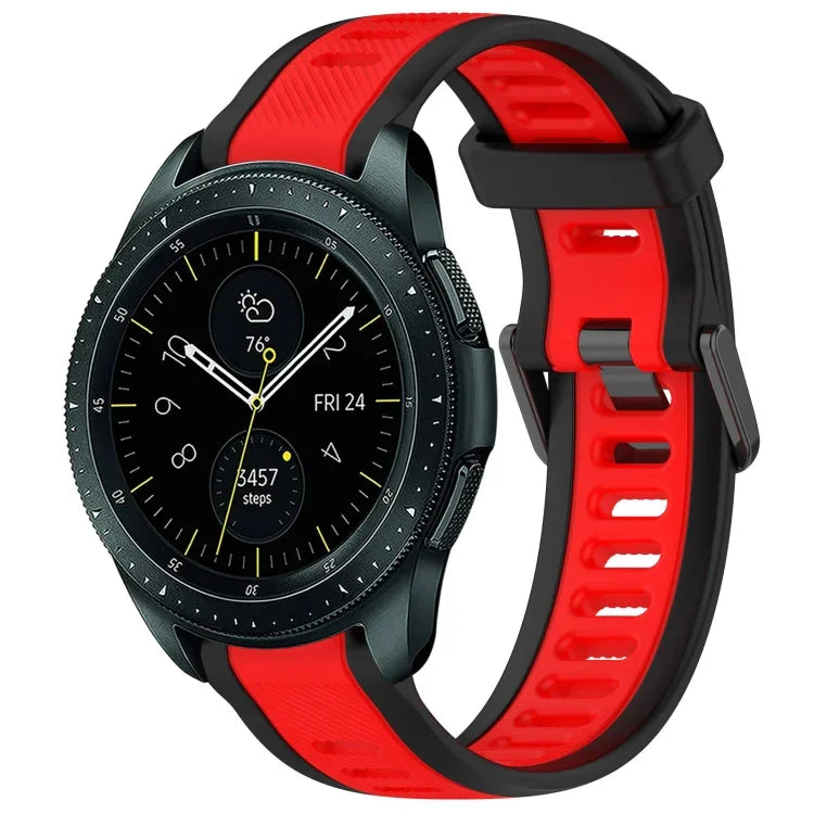 สายซิลิโคนลายสองสีขนาด 20 มม. สำหรับ Samsung Galaxy Watch 4 Classic 42mm, Samsung Galaxy Watch Active 2 44mm, Samsung Galaxy Watch Active 2 40mm, Samsung Galaxy Watch 42mm