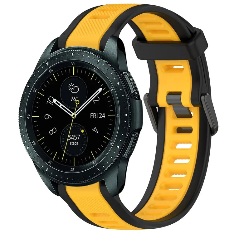 สายซิลิโคนลายสองสีขนาด 20 มม. สำหรับ Samsung Galaxy Watch 4 Classic 42mm, Samsung Galaxy Watch Active 2 44mm, Samsung Galaxy Watch Active 2 40mm, Samsung Galaxy Watch 42mm