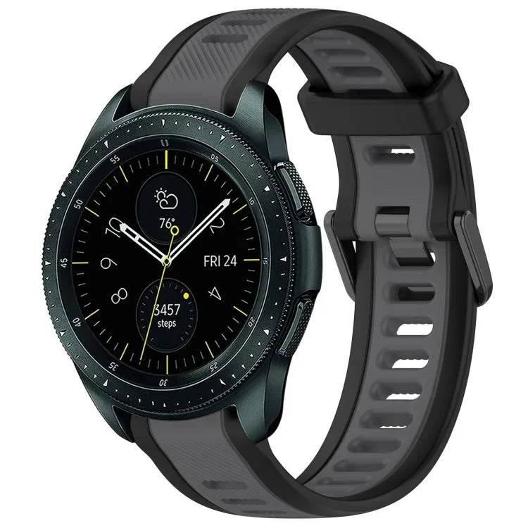 สายซิลิโคนลายสองสีขนาด 20 มม. สำหรับ Samsung Galaxy Watch 4 Classic 42mm, Samsung Galaxy Watch Active 2 44mm, Samsung Galaxy Watch Active 2 40mm, Samsung Galaxy Watch 42mm